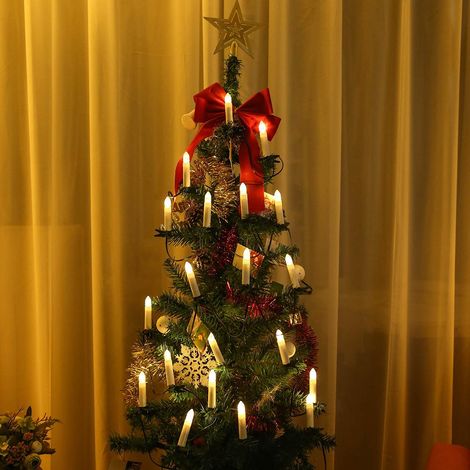 GARRYFIZH Bougies lumineuses LED USB, guirlandes lumineuses de Noël sans flamme blanc chaud, pinces pour sapin, décorations de fête.