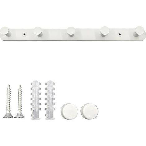White Wall Hook Adhesive Hook Design Coat Hook 6 Hooks for Bathroom Towels, Bedroom Clothes, Kitchen Towels (1/5)