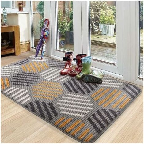 Paillasson Intérieur Antidérapant, Tapis Entrée Intérieur Doux, Absorbant et Lavable, Tapis de Porte pour Intérieur, Extérieur, Chambre, Cuisine, Entrée, Couloir -- 50 x 80 cm, Gris (1/4)