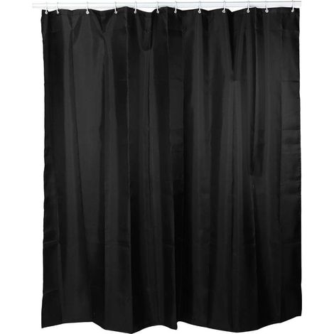 Tissu de mnage Rideau de Douche tanche Rideau de Bain avec Crochets Noir(200180CM). (1/5)