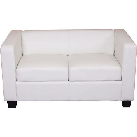 Divano sofa 2 posti lounge moderno elegante serie Lille M65 75x137x70cm ecopelle bianco