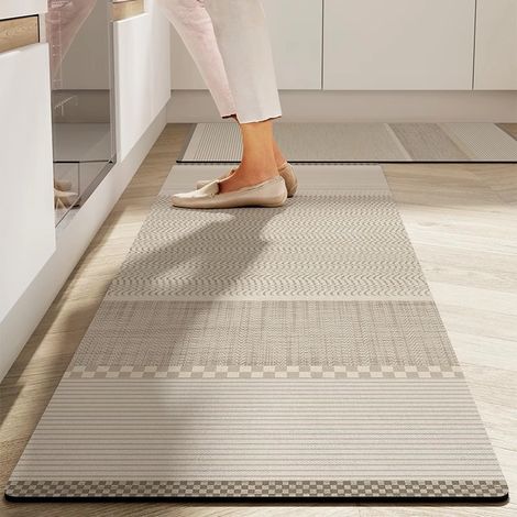 Tapis de sol en terre de diatomée pour cuisine – Absorbant eau et huile, antidérapant, style wabi-sabi naturel, 60 x 90 cm-lsw