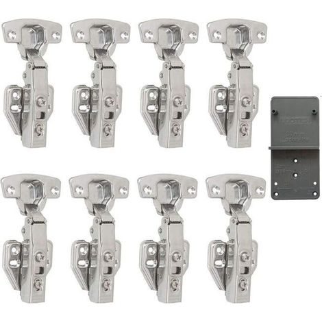 Complètement Recouvrante Charnieres avec Amortisseur Intégré Mécanisme de Fermeture Automatique Charnière pour Armoires Lot de 8 (1/4)