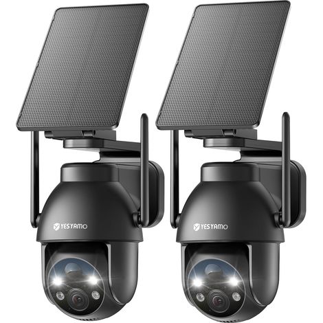 2PCS 2K Camera Surveillance WiFi Exterieure sans Fil Solaire (1/5)