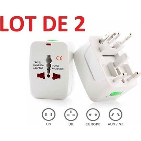Adaptateur secteur de voyage - STRASSE TECH - Lot de 2 - Universel - Compact - Sécurisé