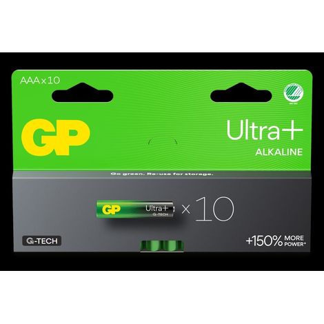 Piles alcalines AAA GP Ultra Plus, 24AUP/LR03, paquet de 10