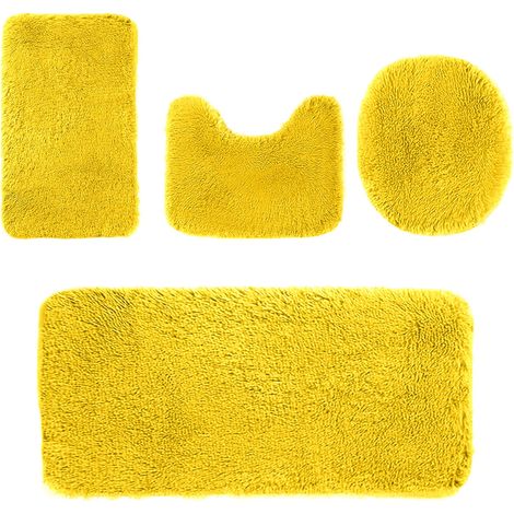 Juego de 4 alfombrillas de baño de microfibra antideslizantes y contorneadas, con funda para el asiento, lavables a máquina. (1/5)