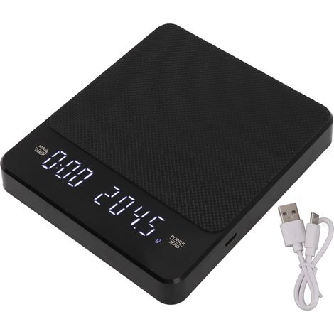 Küchenwaage (0,1 g bis 3000 g) mit großem LED-Display, 3-Einheiten-Umrechnung, USB-Ladefunktion und Timer für Kaffee und Kochen (1/5)