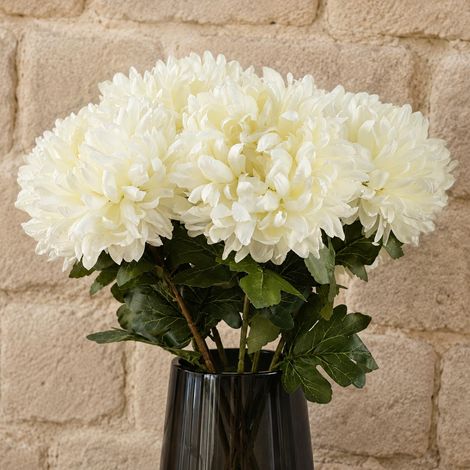 Pack of 6 x 75cm Extra Large Reflex Chrysanthemum - White - Premium Quality (1/5)