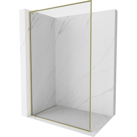 Mexen Kioto-XF L parete doccia Walk-in con cornice 100 x 202 cm, trasparente 10 mm, dorata - 800-100-174-50-00-XF (1/5)
