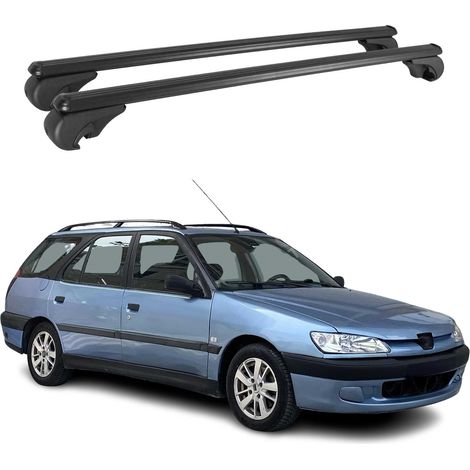 OMAC Aluminium Dachträger Querträger für Peugeot 306 Kombi 1997-2001 – TÜV / DIN 75302:2019 – Abschließbar – Max. 75 kg – 2 Stangen Schwarz (1/5)