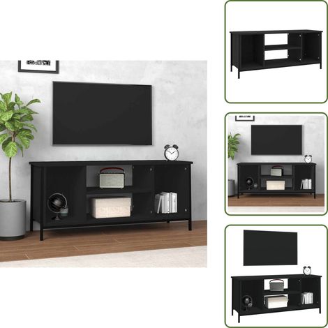 TV-Schrank Schwarz 102x35x45 cm Holzwerkstoff - TV Schrank - Holzwerkstoff Möbel - Schwarzer TV Stand - Wohnzimmermöbel - Regal Schwarz (1/5)
