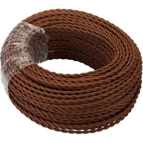 Câble Electrique Textile 10M,Rétro torsadé fil tressé,Fil de cuivre recouvert de lin 2 noyaux(2x0,75 mm²),Pour DIY Pendentif Lampe/Café (1/4)