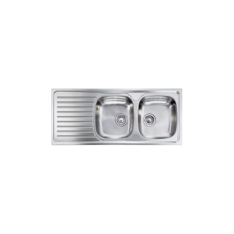 CM 010447.D1.01.2016 Siros Lavello da incasso 2 vasche con gocciolatoio a sinistra in acciaio inox satinato (116x50 cm) colore Acciaio