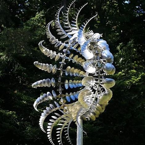 35 cm einzigartige und magische Metall-Windmühle, Skulpturen bewegen sich mit dem Wind, Solar-Windmühle für Hof, Rasen, Terrasse, Garten, kinetische Skulpturen (1/5)