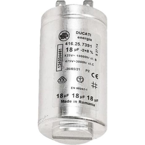 Condensateur - 18 µF - Pour Machine À Laver - Pièce De Rechange - Unité