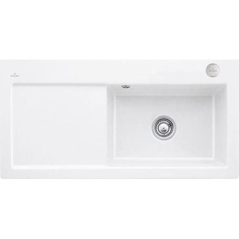 Lavabo encastré SUBWAY 60 XL FLAT 965 x 475 mm avec bonde excentrée. Blanc pierre