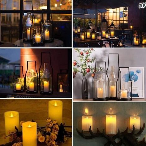 Lot de 3 LED Bougies Sans Flamme avec Télécommande à 10 boutons Lumière Decoration (1/4)