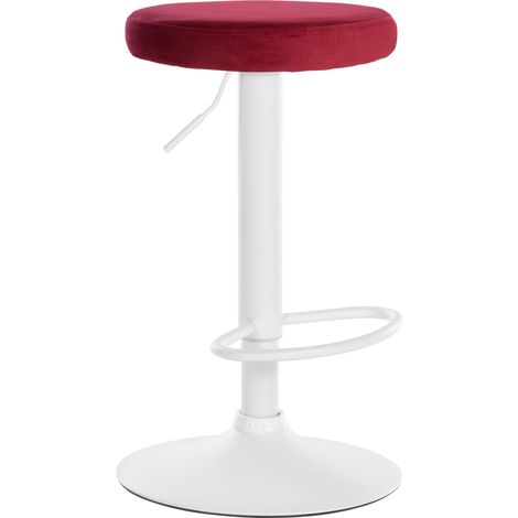 Sgabello da bar x1 design semplice altezza regolabile rivestimento in velluto rosso gambe in metallo bianco 100006532