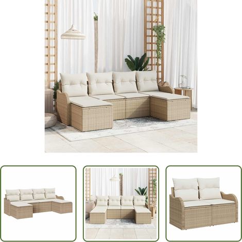 vidaXL Jardin - Ensemble de canapé de jardin 6 pcs Beige Poly rotin (1/5)