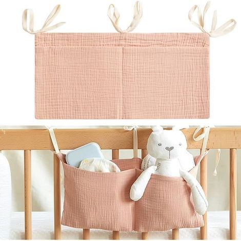 Rangement suspendu lit bébé - AQSACOKIYA - Organiseur de lit suspendu pour bébé - Rose - Mixte (1/4)