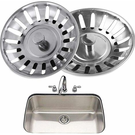 2 Pièces Bonde à Panier Filtre Evier, Crépine d'évier de Cuisine, Crépines d'évier en Acier Inoxydable pour Cuisine et Salle de Bain Diamètre 80mm (1/5)