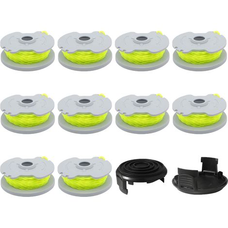 Carretes de repuesto para desbrozadora WA0014 WG168 WG184 WG190 WG191 - 20 pies 1/8" con tapa protectora WA0037 (10 carretes, 2 tapas) (1/5)