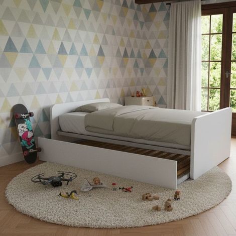 Letto 1 piazza e mezza con letto estraibile - Bianco