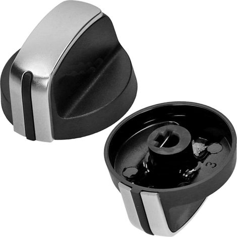 Spares2go Manopola interruttore fiamma gas per forno Hotpoint-Ariston (argento/nero, confezione da 2)