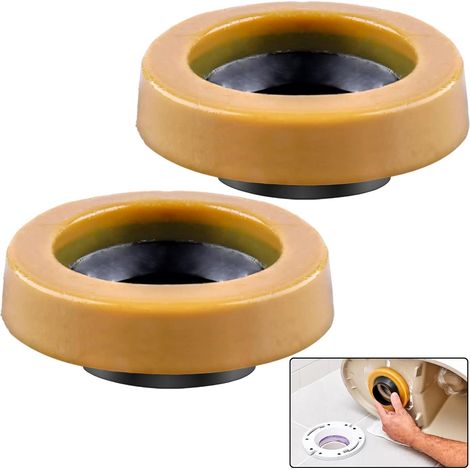 Paquete de 2 juntas tóricas de cera para inodoro, con junta gruesa y brida de polietileno, compatibles con tuberías de desagüe de 3 o 4 pulgadas.