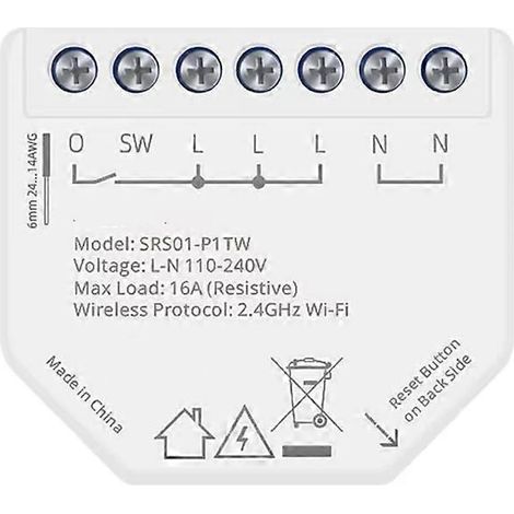 Relais intelligent WiFi 2 voies 16 A avec moniteur de puissance, module de commutation mini compatible avec l'application Tuya Smart Life (1/5)