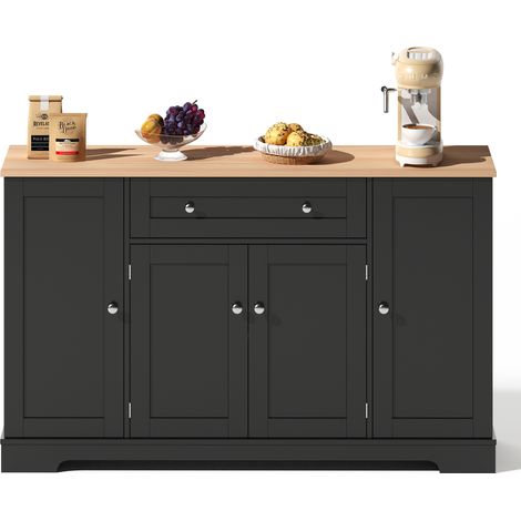 Buffet de cuisine multifonctionnel – buffet de 138 cm avec tiroir, portes à étagères et étagères réglables – design moderne avec dispositif anti-basculement, idéal pour la cuisine, le salon et la cham (1/5)