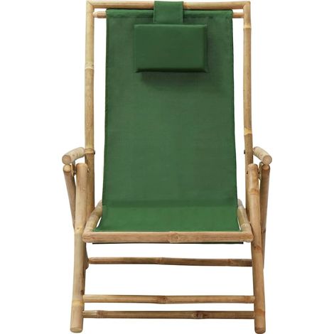 Maison Exclusive - Sedia reclinabile pieghevole in bambù verde e tessuto (1/5)