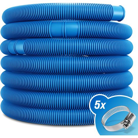 MONZANA® 6/10/14m Swimming Pool Hose 32/38mm Diameter Trimmable Chlorine and UV-Resistant Pipe Suitable for Pool Heater Hot Tub Water Pump Drain Blue/Black 6m 32mm blau (de)