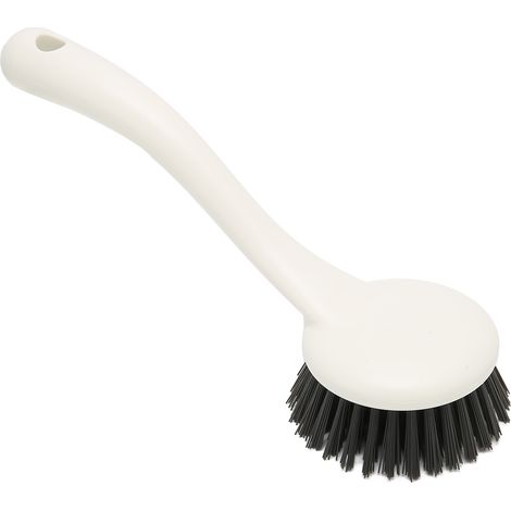 Brosse de nettoyage pour plaque de cuisson à long manche, poils résistants, blanche, pour évier, cuisine et restaurant (1/5)