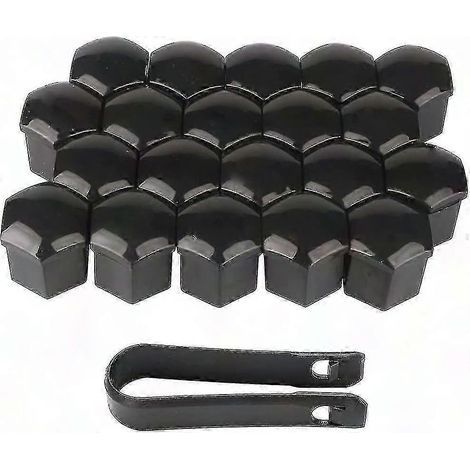 20 Radbolzenkappen 19 mm, Sechskantenden für Radmuttern, schwarze Bolzenabdeckungen (d-583-a), Packung mit 20 Stück. (1/4)