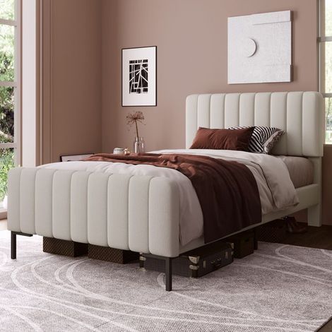 Lit coffre - SINGULARITY - WF302571AAN - 90 x 200 cm - Gris-beige - Bois massif/lin/métal (1/5)