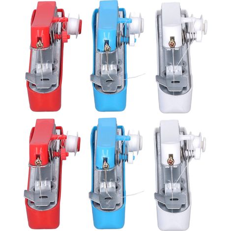 6 mini-machines à coudre avec aiguilles et fils, sans fil, portables, accessoires pratiques pour la couture manuelle. (1/5)