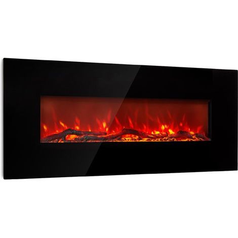 Klarstein Electric Fireplace, Electric Log Burner Indoor, 1600W Electric Fire Wall Mount Flame Electric Fire Place with LED Flame Effect, Fake Fireplace, Remote Control, Adjustable Thermostat Timer (1/5)
