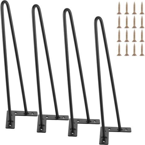 Lot de 4 Meubles Pieds de Table en Métal, 40 cm en Épingle à Cheveux pour Chaise, Bureau - Fer Forgé Épaisseur (1/5)
