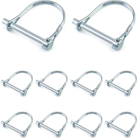 10 goupilles de verrouillage en D pour remorque de jardin en acier au carbone galvanisé (6 x 50 mm) (1/5)