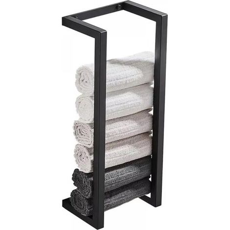 Porte-serviettes mural vertical - Support de papier toilette robuste et facile à installer, cintre en acier au carbone (1/5)