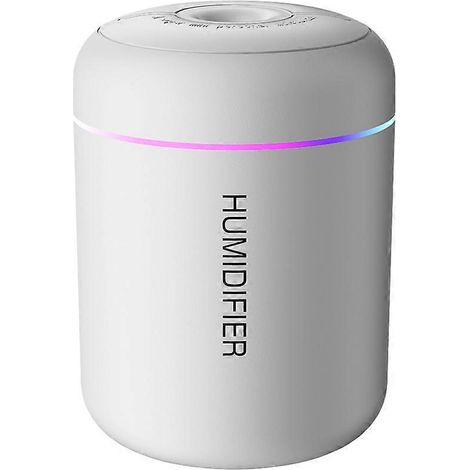 Humidificateur d'air USB avec veilleuse LED, brumisateur silencieux pour chambre, bureau, bébé, 300ml, néon doux, rechargeable, diffusion d'humidité, minuterie, cadeau. (1/5)