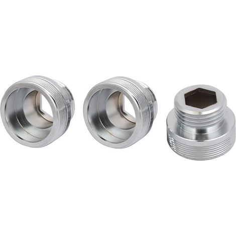 Adaptateur Robinet - 3 Pièces - Laiton - M28 Vers G1/2 - Raccord Tuyau - Argent (1/3)
