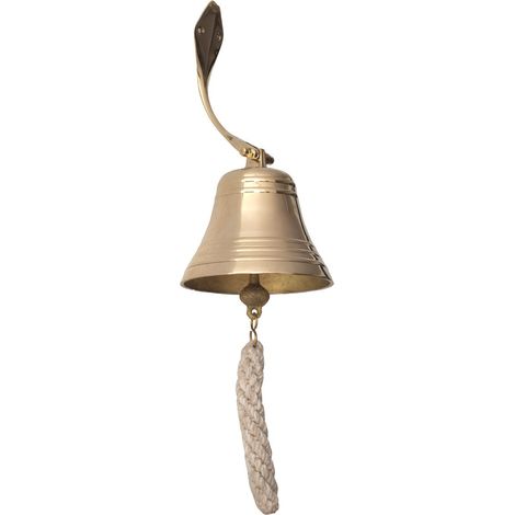 Campana colgante náutica de latón dorado con cordón 30 cm (1/5)