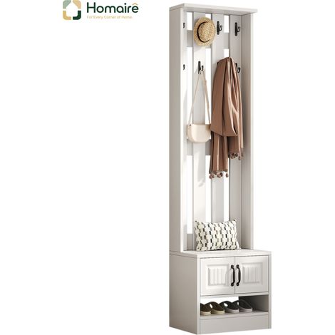 Meuble de rangement en tissu blanc 50 x 36 x 190 cm HOMAIRE (1/5)