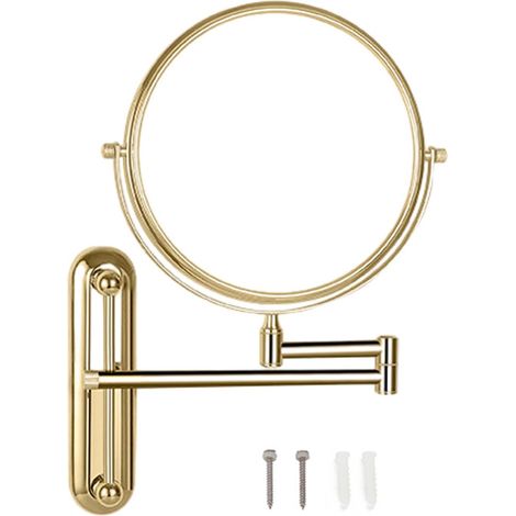 Miroir de salle de bain pliable en laiton de 20 cm (8 pouces) pour salle de bain, idéal pour le rasage et le maquillage. (1/5)