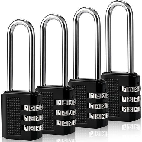 Lot de 4 cadenas à combinaison de 5,6 cm (2,2 pouces) pour armoire, avec code à 3 chiffres et cadenas à combinaison réinitialisable pour bagages.