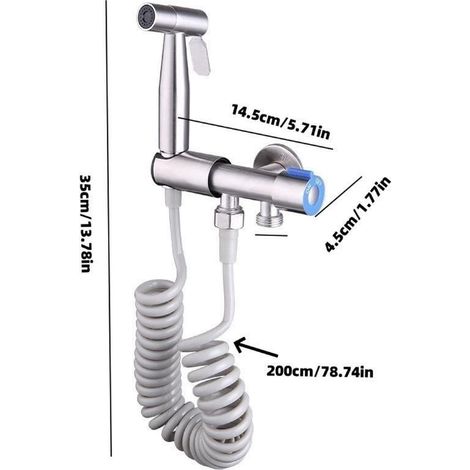 Tuyau de chasse d'eau portatif haute pression sans support de rampe de pulvérisation, robinet anti-fuite en acier inoxydable à jet haute pression adapté aux salles de bains et aux toilettes. (1/3)