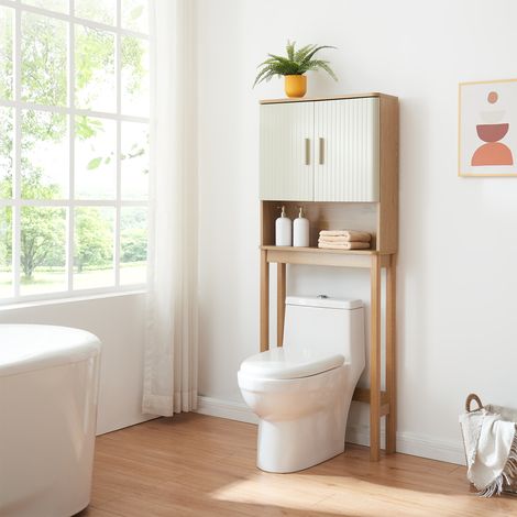 Mueble de baño sobre el inodoro Ferrersp MDF 160x63x20cm - Roble/Oatmeal [en.casa]